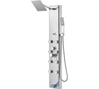 Sistema de columna de ducha con panel, 6 modos, pantalla digital, acero inoxidable e imitación de lluvia