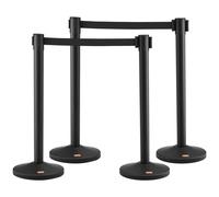Sistema de control de multitudes VEVOR, compuesto por 4 elementos: cinta de barrera, soportes, 2 metros de largo y 48 mm de ancho, cinta retráctil negra. Ideal para aeropuertos, ferias, eventos deport