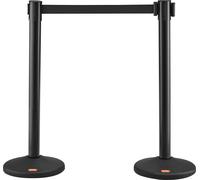 Sistema de control de multitudes VEVOR, compuesto por cinta de barrera y soportes, de 2 piezas, con una longitud de 2 metros y un ancho de 48 mm. Cinta retráctil negra de PVC para sistemas de control