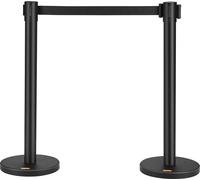 Sistema de control de multitudes VEVOR, compuesto por cinta de barrera y soportes, de 2 piezas, con una cinta retráctil de 2 metros de largo y 48 mm de ancho, de color . Ideal para aeropuertos, ferias