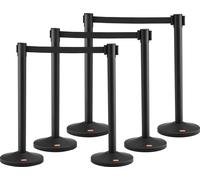 Sistema de control de multitudes VEVOR, juego de 6 piezas, con cinta de barrera, soportes y cinta retráctil de 2 metros x 48 mm de color . Fabricado en acero al carbono, ideal para aeropuertos, centro