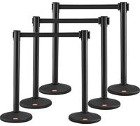 Sistema de control de multitudes VEVOR, juego de 6 piezas, con cinta de barrera, soportes y cinta retráctil negra de 2 metros x 48 mm. Ideal para aeropuertos, ferias, eventos deportivos, etc.
