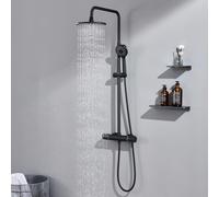 Sistema de ducha con termostato, ducha de lluvia de 23 cm, ducha de mano, acero inoxidable