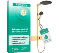 Sistema de ducha Hansgrohe Raindance Alive S, modelo 300, con dos chorros, tecnología EcoSmart y grifo ShowerSelect Comfort, acabado en dorado pulido