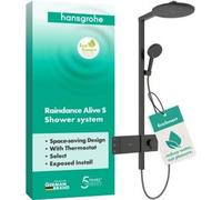 Sistema de ducha Hansgrohe Raindance Alive S, modelo 300, con dos chorros, tecnología EcoSmart y grifo ShowerSelect Comfort, acabado en cromo cepillado