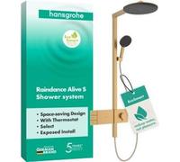 Sistema de ducha Hansgrohe Raindance Alive S, modelo 300, con dos chorros, tecnología EcoSmart y grifo ShowerSelect Comfort, acabado en bronce cepillado