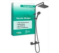 Hansgrohe Vernis Shape conjunto de ducha a pared con termostato con rociador con efecto lluvia negro 26286670