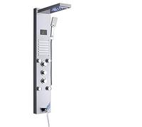 Sistema de Ducha Luz LED Panel de Ducha Cascada Ducha de Lluvia Juego de Grifo SPA Masaje Jet Baño Columna de Ducha Ducha Mezclador Grifo Torre, Níquel Cepillado 8004