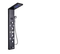 Sistema de Ducha Luz LED Panel de Ducha Cascada Ducha de Lluvia Juego de Grifo SPA Masaje Jet Baño Columna de Ducha Ducha Mezclador Grifo Torre, Negro 8009