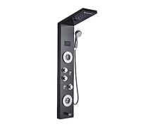 Sistema de Ducha, Nuevo grifo de ducha baño negro/cepillado lujo, Panel LED, mezclador bañera columna con pantalla temperatura mano(Black A)