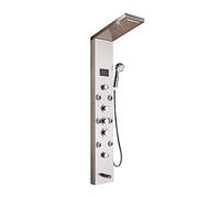 Sistema de Ducha, Nuevo grifo de ducha baño negro/cepillado lujo, Panel LED, mezclador bañera columna con pantalla temperatura mano(H)
