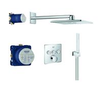 Sistema de ducha oculta Grohe Grohtherm SmartControl, con juego de ducha superior Rainshower SmartActive 310 Cube, 3 consumidores, cromado, 34712000