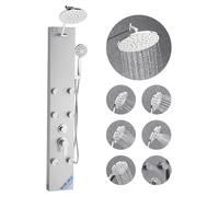 Sistema de ducha tipo torre VEVOR (3 en 1) con cabezal de ducha tipo cascada, columna de ducha de 124 cm fabricada en acero inoxidable cepillado, sistema de masaje tipo lluvia para montaje en pared, c