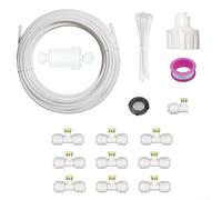 Sistema de enfriamiento de nebulización 10m DIY manguera de jardín boquillas de latón (blanco 10 m 10 cabeza)