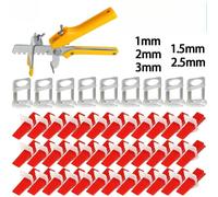 Sistema de Nivelación de Azulejos para Pared y Suelo de 1/1.5/2/2.5/3mm, Clips, Nivelador de Cerámica, Espaciador, Alicates y Kit de Cuñas para Colocación de Azulejos, Herramientas de Construcción 2mm