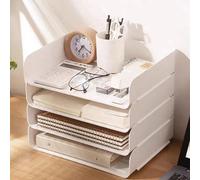 Sistema de organización para escritorio Ibzenoa® con 4 cajones apilables para papel, transparentes, aptos para formato A4, de 30 x 18,42 x 26,67 cm, fabricado en PET, ideal para oficina y teletrabajo