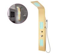 vidaXL Sistema de panel de ducha acero inoxidable 201 dorado curvo