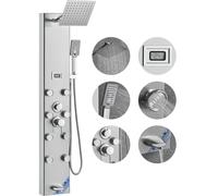 Sistema de panel de ducha VEVOR, con 5 modos de ducha, columna de panel de ducha con pantalla digital, efecto lluvia, 8 boquillas de masaje, desagüe para bañera, ducha de mano con 3 ajustes, manguera