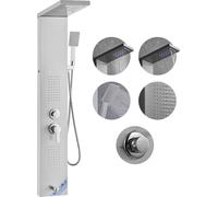 Sistema de panel de ducha VEVOR, con 5 modos de ducha, torre de ducha LED, efecto lluvia, cascada, 2 boquillas de masaje corporal, desagüe para bañera, ducha de mano con manguera de 150 cm, juego de d