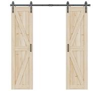 Sistema de puerta corredera para puerta doble de madera - Carril de 305 cm - Para puerta corredera doble de hasta 76 cm - Hasta 159 kg