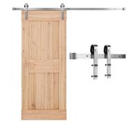 Sistema de puerta corredera VEVOR, 183 cm de longitud, capacidad de carga de 150 kg, compatible con puertas de hasta 914 mm de ancho. Dimensiones: 34,92-44,45 mm de ancho y grosor. Incluye rodillos y