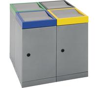 Sistema de recogida selectiva con puerta batiente capacidad 30 l, aluminio gris