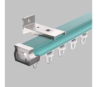 Sistema de riel de cortina de montaje en pared de 1 m, elegante barra azul moderna para cenador, patio, balcón, dormitorio y sala de estar, solución versátil y elegante para decoración del hogar