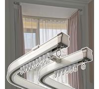 Sistema de riel de cortina doble curvado para ventana de bahía - Riel de aleación de aluminio flexible de 2,2 m / 7.2ft para montaje en techo y pared, perfecto para soluciones de cortinas