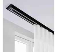 Sistema de riel de montaje en techo con agujeros preperforados, juego de rieles negros de 3 m para divisor de habitación, ventana de bahía, ducha, dormitorio, incluye rodillo y hoo