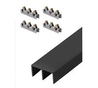 Sistema de riel de puerta corredera, riel de aluminio para un bypass suave | Sistema de riel de puerta corredera para puertas de derivación suaves, perfecto para ahorrar espacio y una instalación sin