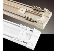 Sistema de riel de techo con varillas de conexión dobles para correderas para sala de estar y dormitorio, divisor de habitación (champán, 240 cm / 7.9ft, 2 x 120 cm)