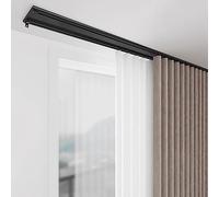 Sistema de riel de techo de doble puerta resistente, ganchos ajustables de aluminio negro de 8 pies para techo bajo, patio, caravana, ducha, perfecto para soluciones de ahorro de espacio