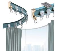 Sistema de riel deslizante ajustable y flexible para montaje en pared - Rieles cortables con rodillos lisos para caravanas, hospitales, ventanas de bahía y separadores de habitaciones, juego de pistas