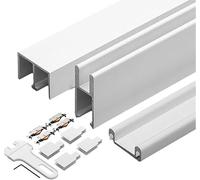 Sistema de riel deslizante for puerta vidrio, aleación aluminio | , riel doble For un funcionamiento suave, antioxidante, ideal for armarios y guardarropas.(White 5mm,2.1m)