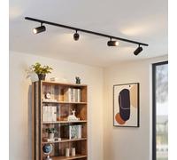 Sistema de riel Lindby Linaro, Ø7 cm, 4 luces, LED, negro, CCT