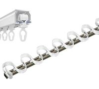 Sistema de rieles de aluminio para montaje en techo, silencioso, barra de 2 metros de longitud con riel deslizante y cinta de tela para separadores de ambientes, color champán, ideal para una decoraci