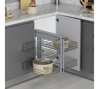 EMUCA - Sistema rincón extraíble Suprastar Mueble Cocina, cajón rinconero Montaje Mano Derecha o Izquierda, Cromado, Acero