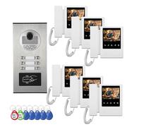 Sistema de videoportero para apartamentos, unidades familiares de 2-12 Monitore de 4,3 pulgadas Kit de videoportero con cable,timbre con vídeo para interior y exterior (Para 6 familias)