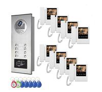 Sistema de videoportero para apartamentos, unidades familiares de 2-12 Monitore de 4,3 pulgadas Kit de videoportero con cable,timbre con vídeo para interior y exterior (Para 8 familias)
