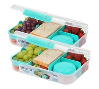 Sistema Fiambreras To Go Bento Box Create de con compartimentos y recipientes para aperitivos | 1,48 L | Sin BPA | 2 unidades | Verde menta