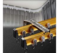 Sistema flexible de 2 carriles: riel de aluminio para bahía plana y curva, Slish d h, juego de techo Clete para cortinas fáciles de insertar y Ele