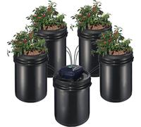 Sistema hidropónico RDWC de recirculación, cultivo en agua profunda, con 4 cubetas de 5 galones