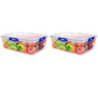 Sistema KLIP IT PLUS recipiente rectangular para guardar alimentos | 7,5 l | Fiambrera con tapa para alimentos hermética, apilable y apta para el frigorífico y el congelador | Sin BPA (Paquete de 2)