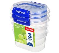 Sistema KLIP IT PLUS recipientes para guardar alimentos | 400 ml | Fiambrera para alimentos herméticaapilablea prueba de fugas y apta para el frigorífico y el congelador | Sin BPA | 3 unidades