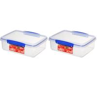 Sistema KLIP IT recipiente cuadrado para guardar alimentos | 2 l | Fiambrera con tapa para alimentos hermética, apilable y apta para el frigorífico y el congelador | Sin BPA (Paquete de 2)