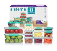 Sistema KLIP Recipientes herméticos para alimentos IT | Recipientes herméticos y apilables para comidas preparadas | Fiambreras escolares y táperes pequeños | 28 unidades (14 recipientes y sus tapas)