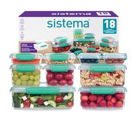 Sistema KLIP Recipientes herméticos para alimentos IT | Recipientes herméticos y apilables para comidas preparadas | Fiambreras escolares y táperes pequeños | 18 unidades (9 recipientes y sus tapas)