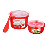 Sistema microondas arrocera (2,6 l) y Recipiente Redondo para Alimentos Apto para microondas (915 ml) | Sin BPA