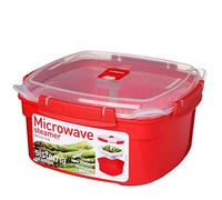 Sistema Microwave vaporera para microondas con cesta vaporera extraíble | 2,4 l | Rojo/Transparente