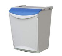 Sistema modular de reciclaje con tapa frontal azul, cubeta interior y acoplamiento flexible, capacidad 25L | Denox